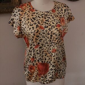 1980's Animal Print Escada Silk T-Shirt